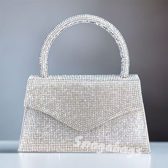 NEW HOURGLASS TOP HANDLE CROSSBODY SPARKLING GLITTER BAG WEDDING FORMAL EVENT - Picture 4 of 10